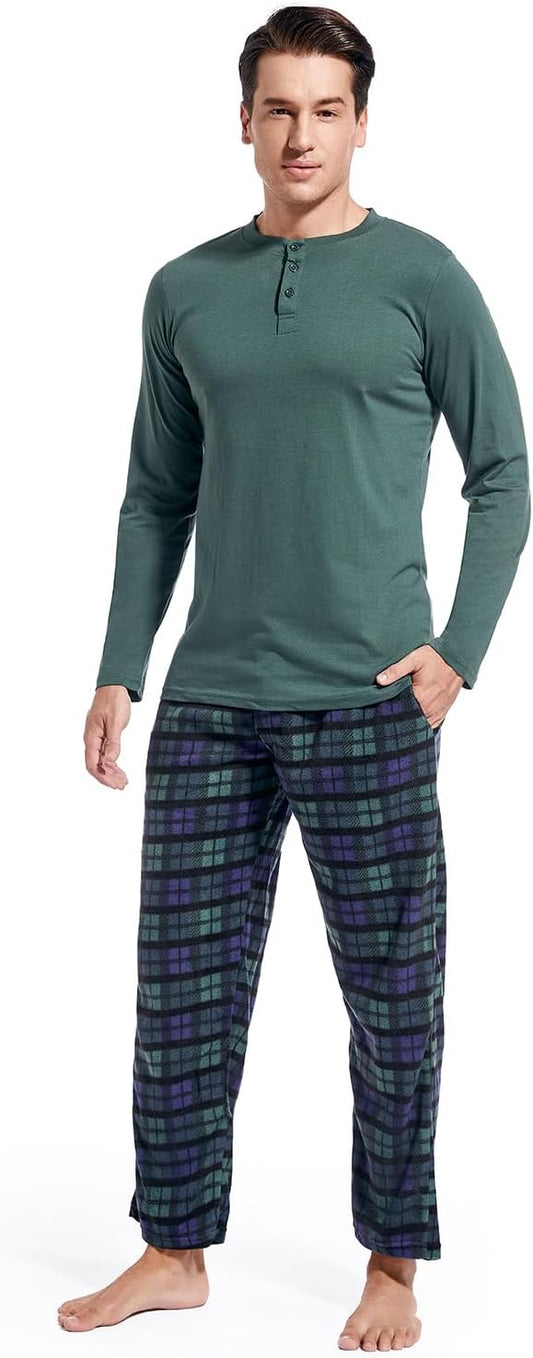 Pajama Pants Men - Flannel Pajama Pants Fleece PJS Sets Cotton Top