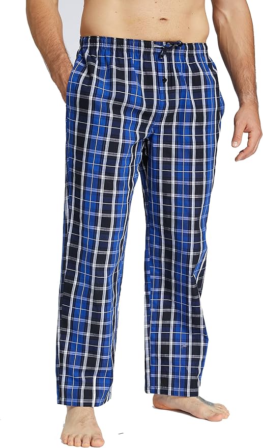 Mens Pajama Pants 100% Cotton Plaid Sleep & Lounge Pants